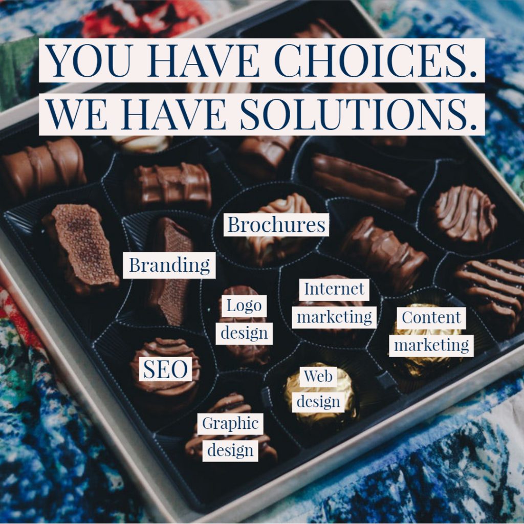 box of chocolates internet marketing graphic